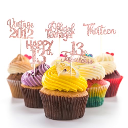 Ouligay 30 Stück 13 Geburtstag Cupcake Toppers Geburtstagsdeko Offizielle Teenager Glitzer Happy 13th Thirteen 13 Jahre Party Kuchen Dekoration für Mädchen Gold Ouligay 30 Stück 13 Geburtstag Cupcake Toppers Geburtstagsdeko Offizielle Teenager Glitzer Happy 13th Thirteen 13 Jahre Party Kuchen Dekoration für Mädchen Gold von Ouligay