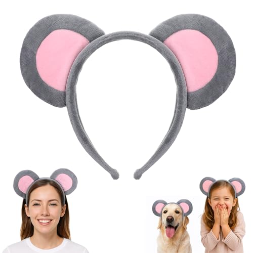 Ouligay Haarreifen Maus Ohren Stirnband Plüsch Mausohren Haarreifen Grau Stirnbänder Tier Maus Kostüm für Kinder Erwachsener, Mäuschen Haarreif für Fasching Karneval Party Kostüm Accessoires Ouligay Haarreifen Maus Ohren Stirnband Plüsch Mausohren Haarreifen Grau Stirnbänder Tier Maus Kostüm für Kinder Erwachsener, Mäuschen Haarreif für Fasching Karneval Party Kostüm Accessoires von Ouligay