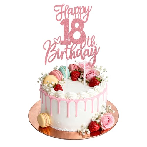 Ouligay Tortendeko 18. Geburtstag Mädchen Glitzer Happy 18th Birthday Tortendeko Roségold Kuchen Deko 18th Geburtstag Kuchendeko Cake Topper Tortenaufsätze für Frauen Männer 18 Geburstagstorte Deko Ouligay Tortendeko 18. Geburtstag Mädchen Glitzer Happy 18th Birthday Tortendeko Roségold Kuchen Deko 18th Geburtstag Kuchendeko Cake Topper Tortenaufsätze für Frauen Männer 18 Geburstagstorte Deko von Ouligay