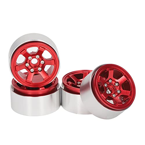 4 STÜCKE 1,9 Zoll RC Beadlock Radnaben RC Aluminium Beadlock Räder für Axial SCX10(Rot) von Oumefar