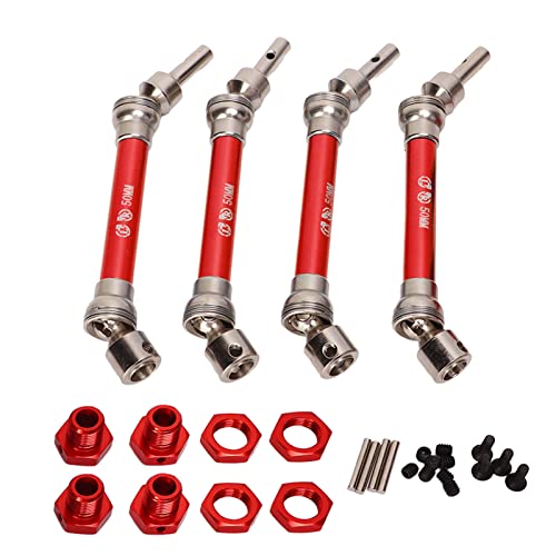 4 Stück Vordere Hintere CVD-Antriebswelle Set aus Stahl und Aluminium Legierung Feine Verarbeitung Vorne und Hinten Antriebswelle für 1/10 RC Car(rot) von Oumefar