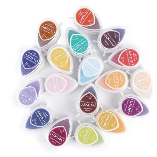 Oumefar 40 Pack -Bastelkissen -Briefmarken, Multikolen -Wasser -Tropfen -Handwerkskissen für Kinderfingerabdruck, Briefmarken, Papierstempel, Holzstoff, Scrapbooking (Packung von 40) von Oumefar