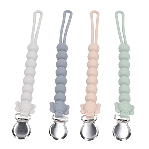 Oumefar 4pcs Baby Schnullerkette Silikon Schnuller des Schnullers Cette Elephant Design Sichere Klemme für Kleidungsdecke Kinderwagen Weiß Grau Grünrosa Oumefar 4pcs Baby Schnullerkette Silikon Schnuller des Schnullers Cette Elephant Design Sichere Klemme für Kleidungsdecke Kinderwagen Weiß Grau Grünrosa von Oumefar