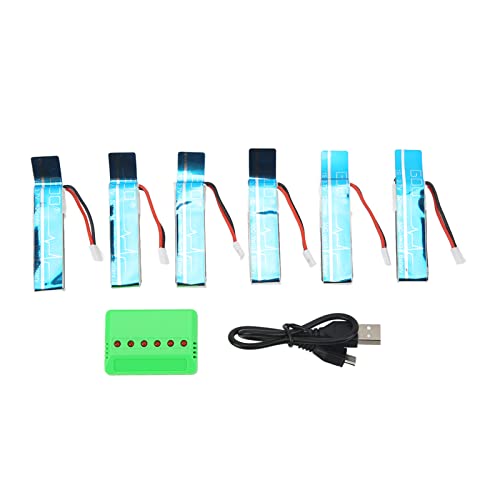 Oumefar 6-teiliger RC-Hubschrauber-Lithium-Akku mit Ladegerät, Blaues RC-Flugzeug-Akku-Set aus Kunststoff für WLtoys XK K110S Oumefar 6-teiliger RC-Hubschrauber-Lithium-Akku mit Ladegerät, Blaues RC-Flugzeug-Akku-Set aus Kunststoff für WLtoys XK K110S von Oumefar