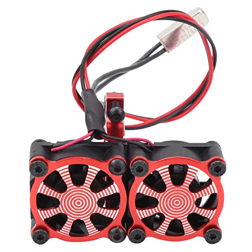Oumefar RC-Doppellüfter, Motor Verstellbar, Schützt den Motor, Automatische Kühlkörperkühlung bei 40 °C, Upgrade von Ersatzteilen, DIY-Ersatz, Kompatibel mit 1/10 RC-Car, Rot (Rot) von Oumefar