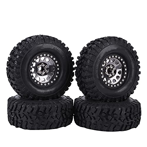 Oumefar RC-Reifen, 4 Stück RC Universal Crawler Gummireifen Metallradnabe RC-Autozubehör RC-Car-Räder RC-Rennreifen RC-Zubehör (Ti-Farbe) von Oumefar