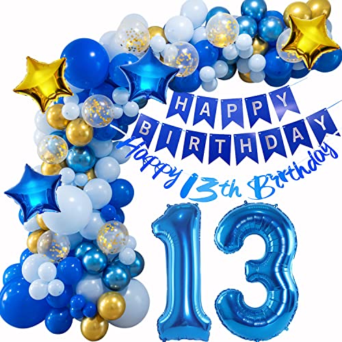 13 Geburtstag Deko, 13 Jahr Ballon Girlande Blau, Deko 13 Geburtstag Junge, 13. Geburtstag Junge Mädchen, 13 Luftballons Girlande Blau, Deko 13 Geburtstag Luftballon, Ballon Girlande 13. Geburtstag von Oumezon