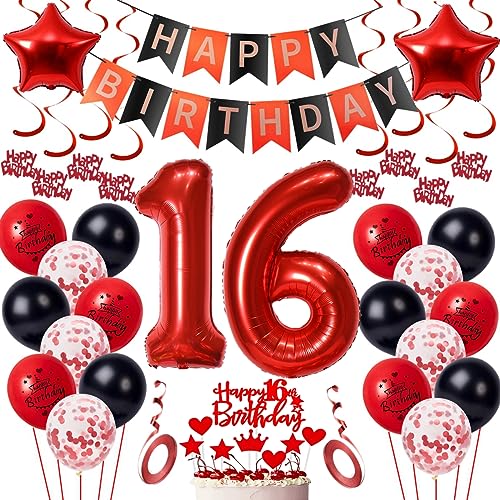 16 Geburtstag Deko Mädchen Geburtstagsdeko 16 Junge Rot Schwarz Deko 16 Geburtstag Luftballon Zahlen 16 Rot 16 Geburtstags ballon für Junge Mädchen Party Rot Luftballon 16 Jahr Geburtstagdeko 16 Geburtstag Deko Mädchen Geburtstagsdeko 16 Junge Rot Schwarz Deko 16 Geburtstag Luftballon Zahlen 16 Rot 16 Geburtstags ballon für Junge Mädchen Party Rot Luftballon 16 Jahr Geburtstagdeko von Oumezon