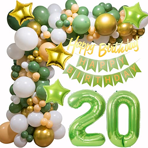 20 Ballon Girlande Grün, 20 Jahr Luftballons Girlande Grün, 20 Olive Grün Gold Geburtstagsdeko, 20 Ballons Grün Gold Luftballons Frau Mann,20. Geburtstag Deko, Grün 20 Geburtstag Luftballons von Oumezon