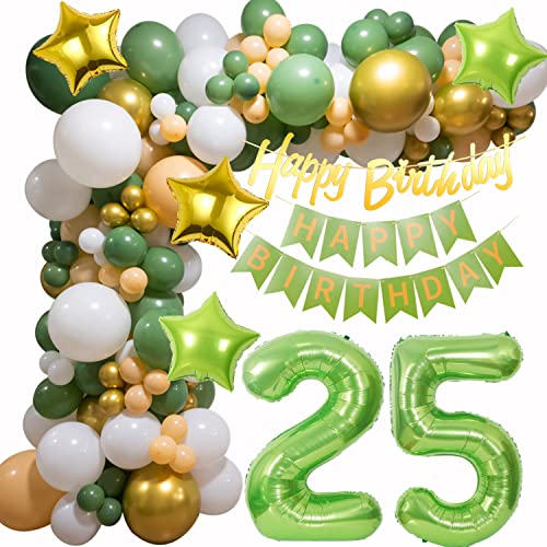 25 Ballon Girlande Grün, 25 Jahr Luftballons Girlande Grün, 25 Olive Grün Gold Geburtstagsdeko, 25 Ballons Grün Gold Luftballons Frau Mann,25. Geburtstag Deko, Grün 25 Geburtstag Luftballons von Oumezon