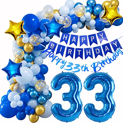 33 Geburtstag Deko, 33 Jahr Ballon Girlande Blau, Deko 33 Geburtstag Männer, 33. Geburtstag Mann Frauen, 33 Luftballons Girlande Blau, Deko 33 Geburtstag Luftballon, Ballon Girlande 33. Geburtstag von Oumezon
