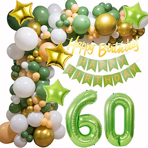 60 Ballon Girlande Grün, 60 Jahr Luftballons Girlande Grün, 60 Olive Grün Gold Geburtstagsdeko, 60 Ballons Grün Gold Luftballons Frau Mann,60. Geburtstag Deko, Grün 60 Geburtstag Luftballons von Oumezon
