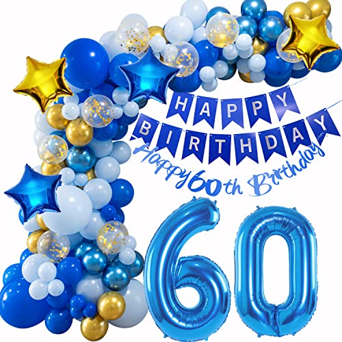 60 Geburtstag Deko, 60 Jahr Ballon Girlande Blau, Deko 60 Geburtstag Männer, 60. Geburtstag Mann Frauen, 60 Luftballons Girlande Blau, Deko 60 Geburtstag Luftballon, Ballon Girlande 60. Geburtstag von Oumezon