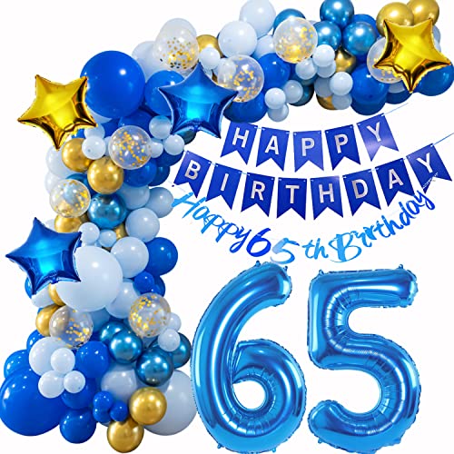 65 Geburtstag Deko, 65 Jahr Ballon Girlande Blau, Deko 65 Geburtstag Männer, 65. Geburtstag Mann Frauen, 65 Luftballons Girlande Blau, Deko 65 Geburtstag Luftballon, Ballon Girlande 65. Geburtstag von Oumezon