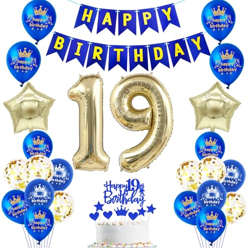 Blau Geburtstagsdeko 19. Geburtstag, 19. Geburtstag Dekorationen Junge Mädchen, Deko Blau 19. Geburtstag, 19. Geburtstagsdeko ,19 Jahr Geburtstagdeko, Luftballon 19. Geburtstag Deko Blau Geburtstagsdeko 19. Geburtstag, 19. Geburtstag Dekorationen Junge Mädchen, Deko Blau 19. Geburtstag, 19. Geburtstagsdeko ,19 Jahr Geburtstagdeko, Luftballon 19. Geburtstag Deko von Oumezon
