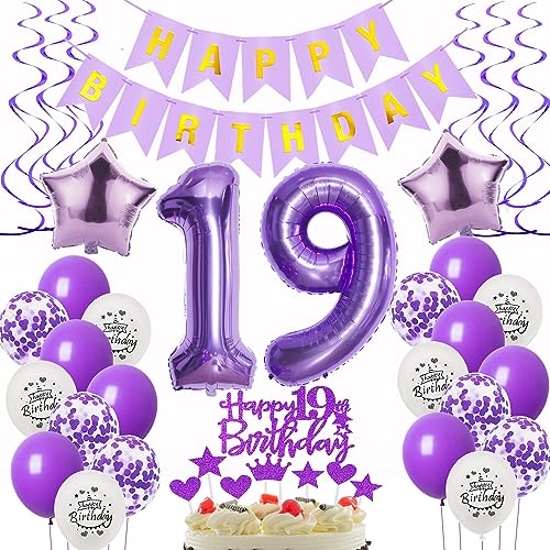 Deko 19. Geburtstag Mädchen - Luftballons, Folienballon, Tortendeko in Lila und Violett Deko 19. Geburtstag Mädchen - Luftballons, Folienballon, Tortendeko in Lila und Violett von Oumezon
