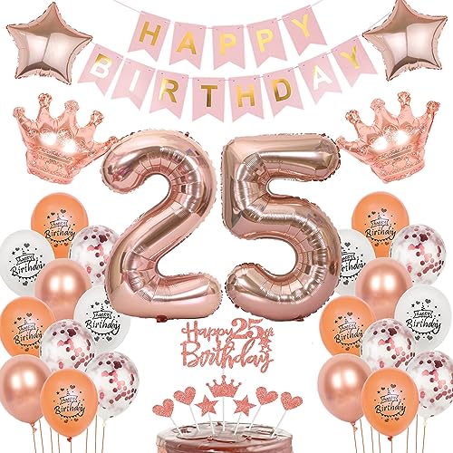Deko 25. Geburtstag Frauen Tortendeko 25 Geburtstag Frauen Deko luftballon 25. Geburtstag deko Frauen Rosegold geburtstagsdeko 25 jahre dekoration Frauen ballon 25. geburtstag Frau rosegold von Oumezon