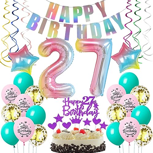 Deko 27. Geburtstag Luftballons, 27 Geburtstag Frauen deko Rosa, Geburtstagsdeko 27 Jahre Frau Dekoration, Ballon 27. Geburtstag Frauen Regenbogen deko,Rosa Tortendeko 27. Geburtstag deko Frau Deko 27. Geburtstag Luftballons, 27 Geburtstag Frauen deko Rosa, Geburtstagsdeko 27 Jahre Frau Dekoration, Ballon 27. Geburtstag Frauen Regenbogen deko,Rosa Tortendeko 27. Geburtstag deko Frau von Oumezon