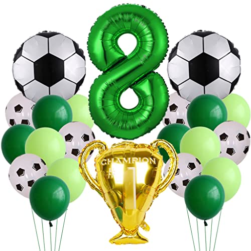 Fußball 8.Geburtstag Deko XXL Set, 8.Luftballons Fußball Deko, 8.Geburtstagsdeko Jungen Fußball Luftballon Championship Luftballon, 8 Jahr Ballon Fußball Deko Jungen für Fussball Party von Oumezon