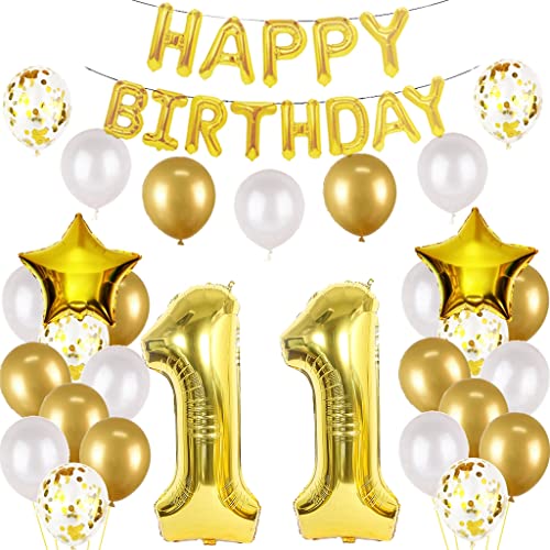 Luftballon 11. Geburtstag Deko Junge Gold - Folienballon Happy Birthday 11th - Geburtstagsdeko für Mädchen und Jungen (11 Jahre) Luftballon 11. Geburtstag Deko Junge Gold - Folienballon Happy Birthday 11th - Geburtstagsdeko für Mädchen und Jungen (11 Jahre) von Oumezon