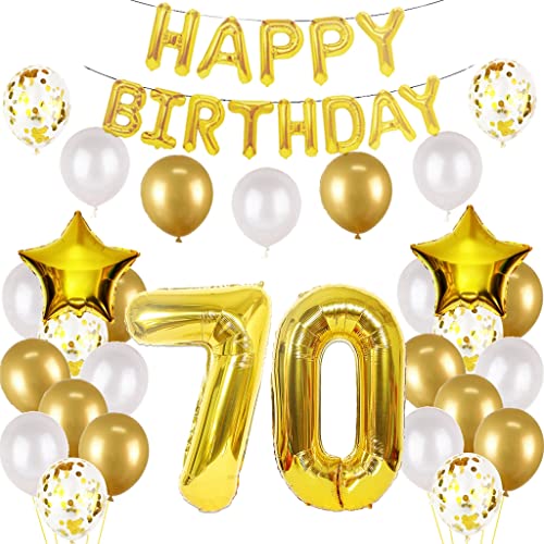 Luftballon 70. Geburtstag deko mann gold Folienballon 70 jahre Geburtstag dekoration gold Happy Birthday 70th deko 70 Geburtstag deko männer Geburtstagsdeko 70 Jahre Geburtstag Deko mann frau (70) von Oumezon