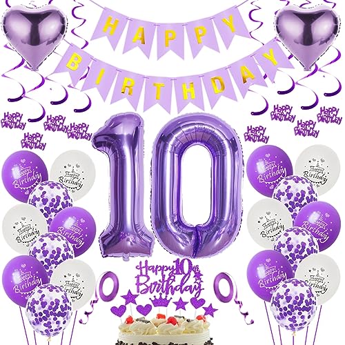 Luftballons 10. Geburtstag Dekoration Lila 10. Geburtstag Deko Mädchen Lila Folienballon 10 Jahre Geburtstag Ballon 10.Geburtstag Deko Lila Mädchen 10 Geburtstag Lila Deko 10. Lila Tortendeko von Oumezon
