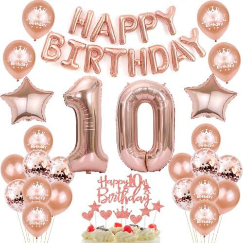 Luftballons 10. Geburtstag deko mädchen Rosegold Folienballon 10 jahre Geburtstag dekoration mädchen Happy Birthday 10 Geburtstag deko mädchen ballon 10 Geburtstagsdeko 10 Geburtstag mädchen deko(10) von Oumezon