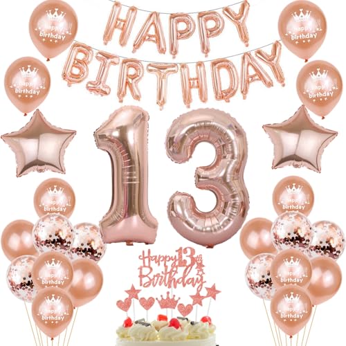 Luftballons 13. Geburtstag deko mädchen Rosegold Folienballon 13 jahre Geburtstag dekoration mädchen Happy Birthday 13 Geburtstag deko mädchen ballon 13 Geburtstagsdeko 13 Geburtstag mädchen deko(13) von Oumezon