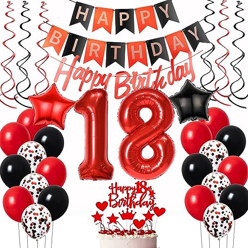 Luftballons 18. Geburtstag Rot Schwarz Dekoration, Ballon Deko Mädchen Rot Tortendeko 18 Jahre Geburtstagsdeko Luftballon Luftballons 18. Geburtstag Rot Schwarz Dekoration, Ballon Deko Mädchen Rot Tortendeko 18 Jahre Geburtstagsdeko Luftballon von Oumezon
