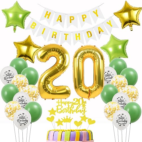 Luftballons 20 Geburtstag Mann Frau deko Gold Grün, Geburtstagsdeko 20 Jahre Mann Dekoration Grün ,deko 20. Geburtstag Männer Gold , Tortendeko 20 Geburtstag Frauen Mann Ballon 20 Gold Grün Luftballons 20 Geburtstag Mann Frau deko Gold Grün, Geburtstagsdeko 20 Jahre Mann Dekoration Grün ,deko 20. Geburtstag Männer Gold , Tortendeko 20 Geburtstag Frauen Mann Ballon 20 Gold Grün von Oumezon