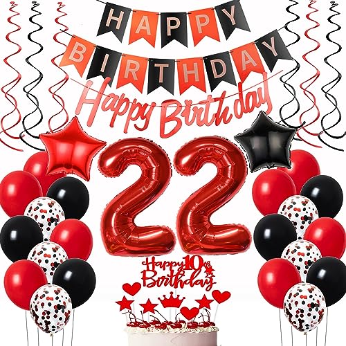 Luftballons 22. Geburtstag Frauen Rot Schwarz Dekoration, Ballon Deko Tortendeko 22 Jahre Geburtstagsdeko Frau Luftballon Luftballons 22. Geburtstag Frauen Rot Schwarz Dekoration, Ballon Deko Tortendeko 22 Jahre Geburtstagsdeko Frau Luftballon von Oumezon