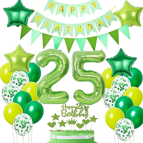 Luftballons 25. Geburtstag Grün Dekoration, ballon 25 Geburtstag Mann deko Grün Tortendeko 25 Jahre Mann Geburtstagsdeko 25 Geburtstag Mann Frauen deko Grün Deko 25. Geburtstag Männer Grün Ballons von Oumezon