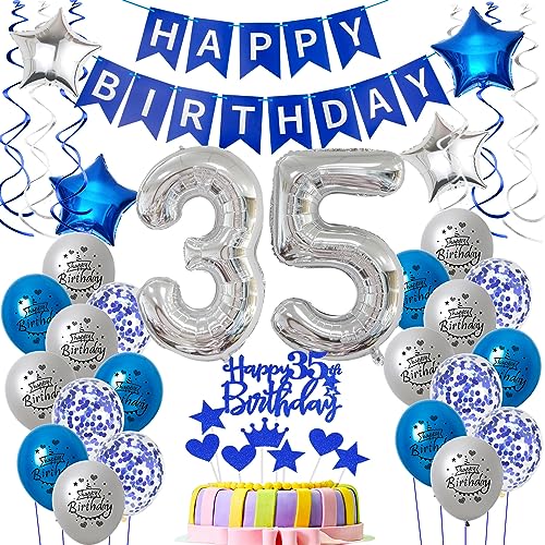 Luftballons 35. Geburtstag Mann Blau - Dekoration für Männer, Ballon und Tortendeko für 35 Jahre Feier Luftballons 35. Geburtstag Mann Blau - Dekoration für Männer, Ballon und Tortendeko für 35 Jahre Feier von Oumezon
