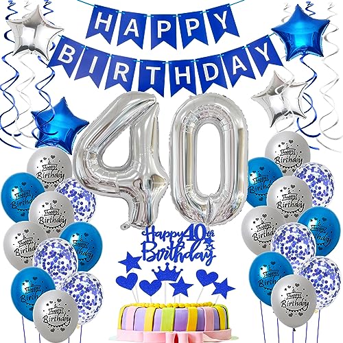 Oumezon 40. Geburtstag Mann Dekoration Set, 85 Stück, Blau, Ballon-Set, Ballons, Männer, 40. Geburtstag, Herren Oumezon 40. Geburtstag Mann Dekoration Set, 85 Stück, Blau, Ballon-Set, Ballons, Männer, 40. Geburtstag, Herren von Oumezon