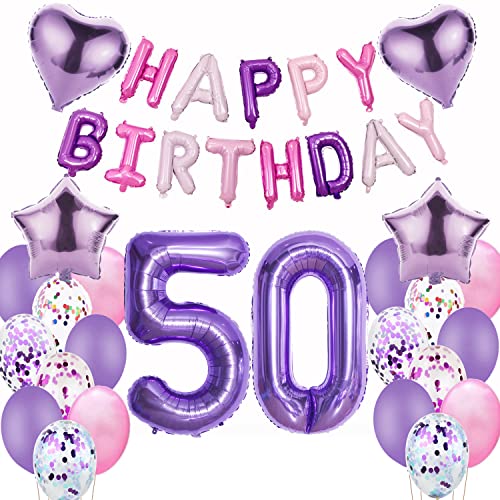 Luftballons 50. Geburtstag deko frauen Lila Folienballon 50 jahre Geburtstag dekoration frau Happy Birthday 50 Geburtstag deko mädchen lila ballon 50 Geburtstagsdeko 50 Geburtstag frauen deko von Oumezon