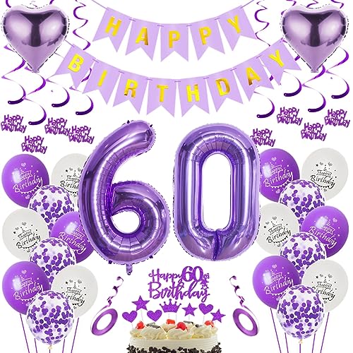 Luftballons 60. Geburtstag Dekoration Lila 60. Geburtstag Deko Frauen Lila Folienballon 60 Jahre Geburtstag Ballon 60.Geburtstag Deko Lila Frau 60 Geburtstag Lila Deko 60. Lila Tortendeko von Oumezon