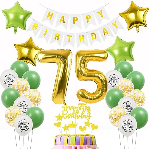 Luftballons 75 Geburtstag Mann Frau deko Gold Grün, Geburtstagsdeko 75 Jahre Mann Dekoration Grün,deko 75. Geburtstag Männer Gold, Tortendeko 75 Geburtstag Frauen Mann Ballon 75 Gold Grün Luftballons 75 Geburtstag Mann Frau deko Gold Grün, Geburtstagsdeko 75 Jahre Mann Dekoration Grün,deko 75. Geburtstag Männer Gold, Tortendeko 75 Geburtstag Frauen Mann Ballon 75 Gold Grün von Oumezon