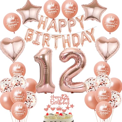Luftballon 12. Geburtstag Deko Mädchen Rosegold - Folienballon Happy Birthday 12 Jahre - Geburtstagsdeko RoseGold (12) Luftballon 12. Geburtstag Deko Mädchen Rosegold - Folienballon Happy Birthday 12 Jahre - Geburtstagsdeko RoseGold (12) von Oumezon