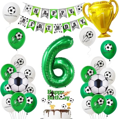 Oumezon Fussball Luftballon 6. Geburtstag Junge Grün Ballon 6 Geburtstag Junge Cake Topper Fußball Geburtstagsdeko 6 Jahr Kindergeburtstag Party Deko 6. Geburtstags Junge Fußball Kuchendeko von Oumezon