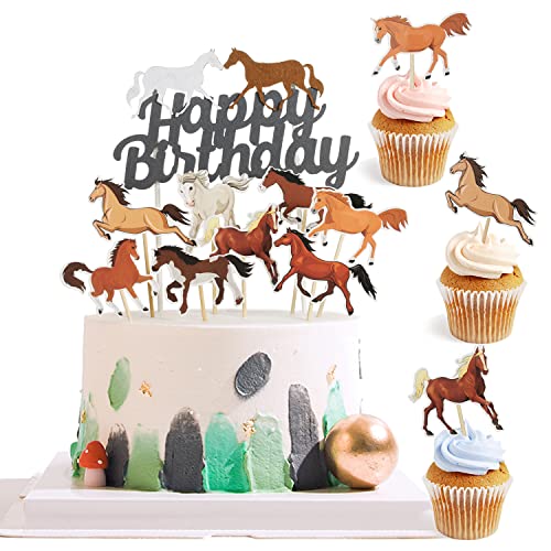 Pferde Tortendeko Kuchendeckel Picks Geburtstag Kuchen Deko Cupcake Topper Tiere Muffin Deko Torte Kindergeburtstag Tortenaufleger für Pferdesport Themen Geburtstagsfeier von Oumezon