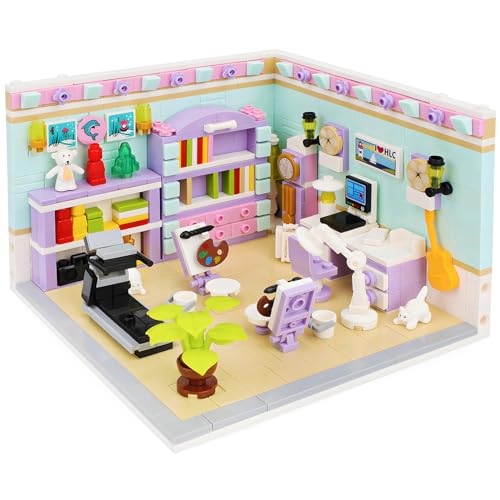 OundarM Spielhaus Mini-Bausteine Set-Arbeitszimmer, Friends Mädchenzimmer Baukasten, Puppenhaus Bauklötze Set für Mädchen Jungen 6 7 8 9 10 Jahre alt, Nicht kompatibel mit Lgo (623 Stück) von OundarM