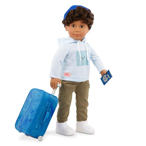 Our Generation – 18-inch Boy Doll – Lifelike Hazel Eyes & Curly Brown Hair – Rolling Luggage & Travel Accessories – Pretend Play – Toys for Kids Ages 3 Years & Older – Milo von Our Generation