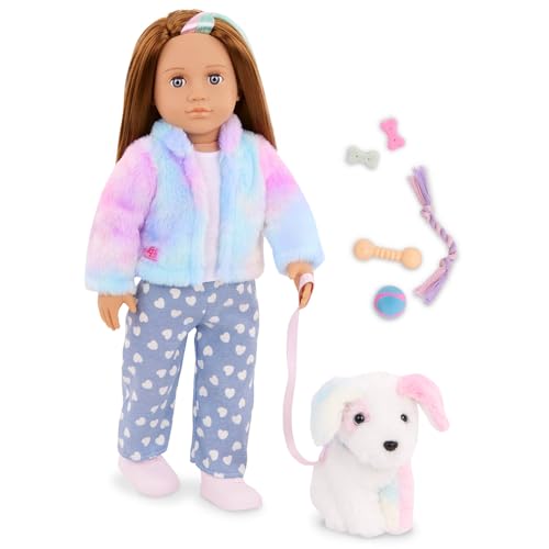 Our Generation – 18-inch Doll & Pet Puppy Set – Rainbow Dog Plush Stuffed Animal – Pet Care Accessories – Pretend Play – Toys for Kids Ages 3 Years & Older – Skylar & Bow von Our Generation