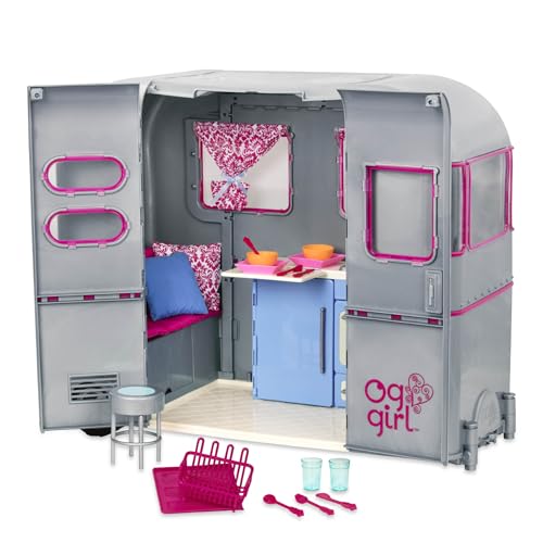 Our Generation Deluxe Camping Anhänger Set - Komplettes Spielzeug Camper Zubehör mit Zubehör für Puppenabenteuer von Our Generation