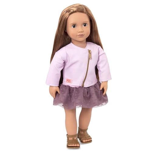 Our Generation – 46 cm Mode Puppe – Brünette Haare & Braune Augen – Puppenkleidung mit Kunstlederjacke – Rollenspiel – Spielzeug für Kinder ab 3 Jahren – Vienna von Our Generation