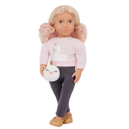 Our Generation – 46 cm Puppe – Graue Augen & gewelltes Blondes Haar – Plüsch-Schwan – Rollenspiel – Spielzeug für Kinder ab 3 Jahren – Eliana von Our Generation