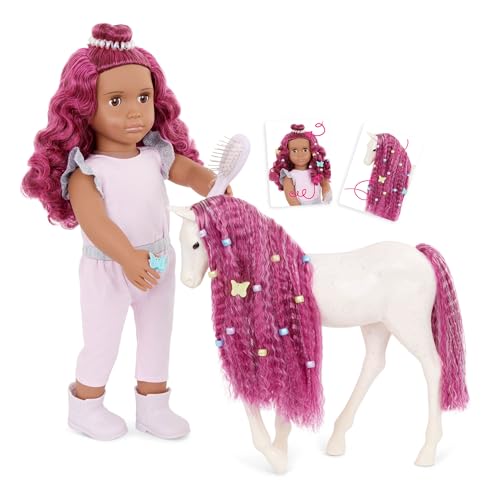 Our Generation – 46 cm Puppe mit Fohlen, fuchsiafarbenen Haaren & Styling-Zubehör – Perfekt für kreative Frisuren & fantasievolle Pferdeabenteuer – Estra & Delta Our Generation – 46 cm Puppe mit Fohlen, fuchsiafarbenen Haaren & Styling-Zubehör – Perfekt für kreative Frisuren & fantasievolle Pferdeabenteuer – Estra & Delta von Our Generation