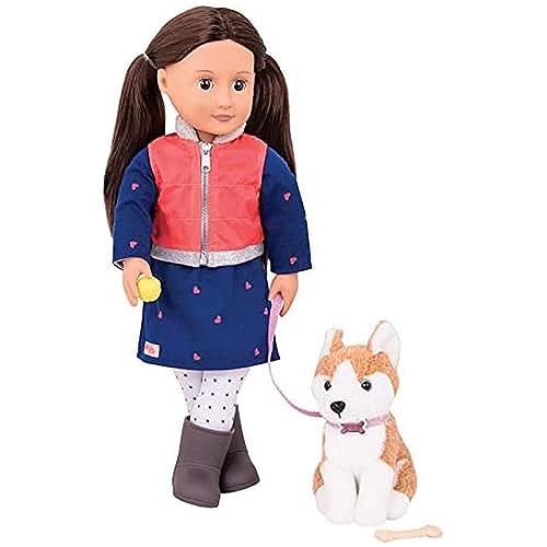 Our Generation – 46 cm Puppe & Haustier – Braune Augen & brünettes Haar – Husky Plüschtier – Rollenspiel – Spielzeug für Kinder ab 3 Jahren – Leslie Our Generation – 46 cm Puppe & Haustier – Braune Augen & brünettes Haar – Husky Plüschtier – Rollenspiel – Spielzeug für Kinder ab 3 Jahren – Leslie von Our Generation