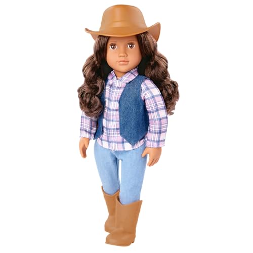 Our Generation – 46 cm große Cowgirl-Puppe Carolyn – braune Augen und gewelltes braunes Haar – süßes Kariertes und Jeans-Western-Outfit – Cowboyhut und Reitstiefel – für Kinder ab 3 Jahren Our Generation – 46 cm große Cowgirl-Puppe Carolyn – braune Augen und gewelltes braunes Haar – süßes Kariertes und Jeans-Western-Outfit – Cowboyhut und Reitstiefel – für Kinder ab 3 Jahren von Our Generation