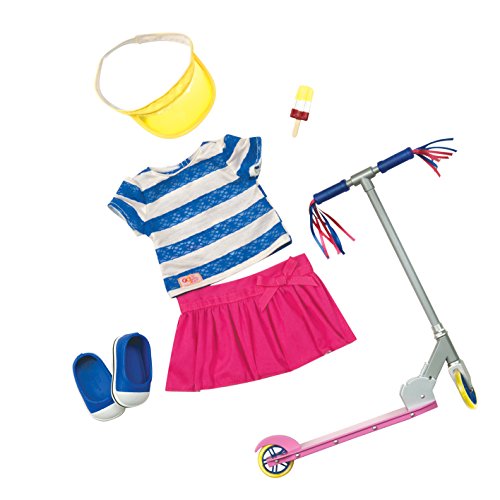 Our Generation – 46 cm Puppenkleidung – Sportliches Outfit – Scooter Zubehör – Oberteil & Rock – Spielzeug für Kinder ab 3 Jahren – Summer Girl von Our Generation